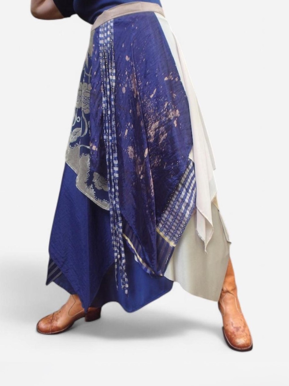 Boho Hippie 100% Silk Wrap Skirt Reversible